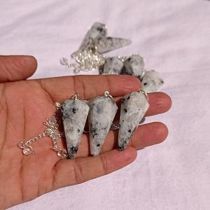 Péndulo de cono de cristal facetado de piedra lunar arcoíris blanco de alta calidad, Péndulo de radiestesia para curación de cristales Reiki - Product Image 3