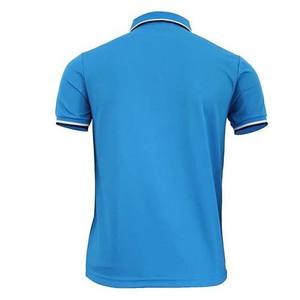 Polo à manches courtes bleu pour homme, couleur unie, design décontracté avec fermeture éclair, coupe classique, tissu piqué tricoté, style avec poche - Product Image 6