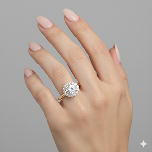 Anillo de compromiso con halo de diamantes florales - Product Image 5