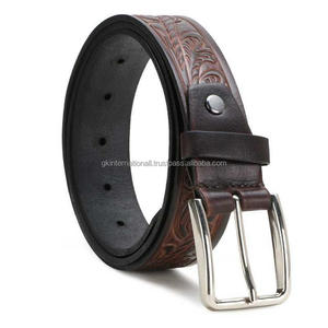 Ceinture d'outillage en cuir occidental de qualité d'exportation pour hommes sculpture à la main et peinture à la main ceinture de cowboy en cuir usiné en relief floral - Product Image 5