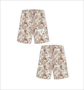 Shorts Casuales para Hombre con Estampado Paisley, Cintura Elástica, Cortos, Traje de Baño, Tejido de Tela - Product Image 1
