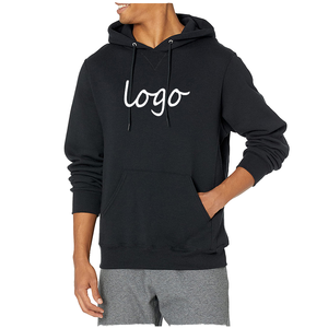 Sweat-shirt à capuche noir pour homme en coton molletonné, manches classiques, logo imprimé sur le devant, style automne - Product Image 1