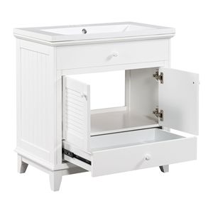 Mobile Bagno Bianco da 30 Pollici con Lavabo, Due Ante e Un Cassetto - Elegante Mobiletto per Bagno - Product Image 4