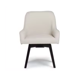 Chaise de salle à manger minimaliste blanche rembourrée, fauteuil une place, assise souple, pieds en bois pour salle à manger, maison, hôtel, mobilier - Product Image 2