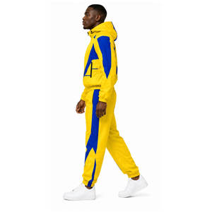 Chándal Deportivo con Bloques de Color Amarillo y Azul, Manga Larga, Cierre de Cremallera con Capucha, Resistente al Viento, 100% Poliéster, Unisex para Adultos, Ropa de Primavera - Product Image 4