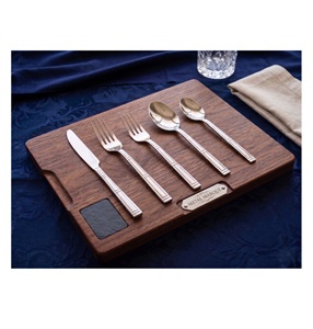 Ensemble de couverts de table en acier inoxydable Royal, design élégant et simple, finition polie brillante, avec manche élégant, de créateur - Product Image 1