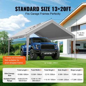 Telo di Ricambio per Tettoia Auto/Camion 13 x 20 piedi, Resistente, Impermeabile, Protezione UV, Facile da Installare, per Garage - Product Image 4