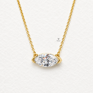 Collar de Joyería con Diamante Cultivado en Laboratorio Personalizado, Corte Marquesa con Puntas en V, para Mujer, Oro de 18k, Colgante de Lujo con Certificado IGI - Product Image 3