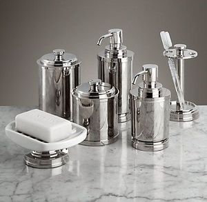 Juego de baño moderno de acero inoxidable con dispensador de jabón, soporte para cepillos de dientes, jabonera y accesorios de tocador - Product Image 5