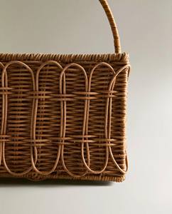 Panier porte-couverts rustique en rotin, tressé à la main, organisateur multi-compartiments pour buffet d'ambiance et cuisine - Product Image 5