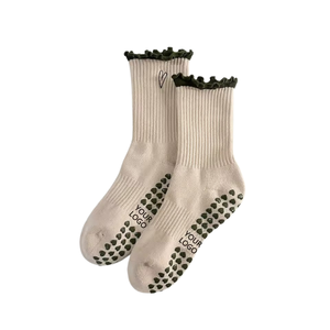 Wholesale Women Yoga Pilates Anti-slip Arch Cushion <b>Custom</b> Embroidery Logo Ruffle <b>Custom</b>-Pilates-<b>Socks</b> Heart-shaped Embroidery - Product Image 5