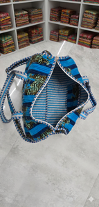 Sac de sport en velours à imprimé animal bleu, écologique, durable, de haute qualité, grande capacité, fermeture éclair, doublure en coton, pour la gym et les voyages - Product Image 3