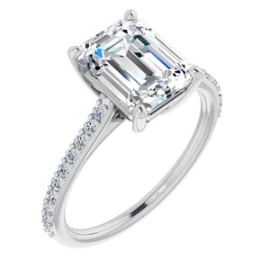 <b>Emerald</b> Cut Moissanite <b>Ring</b> 925 Sterling <b>Silver</b> White Gold Plated Engagement Wedding Party Anniversary Promise <b>Ring</b> Her - Product Image 4