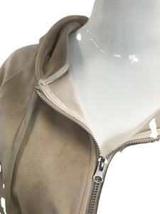 Women's 2Pcs Velvet Hooded Sweatshirt Pant <b>Jogger</b> Set Solid Pattern <b>Zipped</b> Tracksuit with Lace Decoration Velour for Lounge Wear - Product Image 6