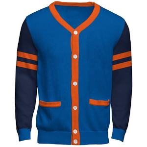 Wholesale BROWN Acrylic Winter <b>Cardigan</b> Sweater Custom Colour Embroidery Covered Button Closure Anti-Wrinkle <b>Thick</b> Knit Men's - Product Image 1