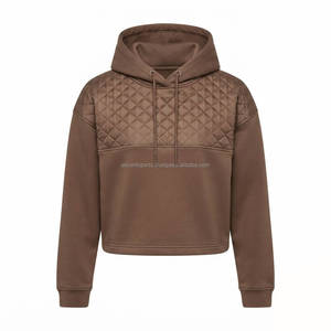 Sudadera con capucha corta para mujer, estilo casual urbano, forro polar, con capucha, logotipo personalizado, OEM, ODM, venta al por mayor de fábrica - Product Image 1