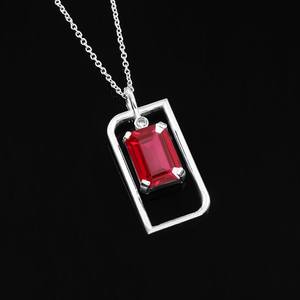 Colgante de Rubí Rojo en Plata de Ley 925, Amuleto Radiante Chapado en Oro de 14K, Joyería Hecha a Mano para Regalo de Compromiso - Product Image 3