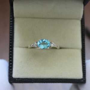 Handmade Swiss Blue Topaz Ring S925 Sterling Silver Accent Ring Elegant Gemstone Jewelry For Women Fine Ring - Product Image 4
