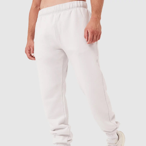 Men's <b>White</b> Cotton Sweatpants Elastic Waist Casual <b>Joggers</b> Side Pockets Midweight Autumn Wear - Product Image 1