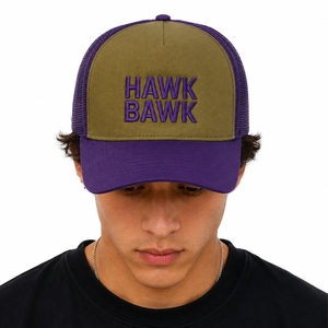 หมวกตาข่ายทรง Trucker สีขาวดำ ปักลายด้านหน้า ปรับขนาดได้ 6 แผงด้านหน้า หมวกปรับขนาดได้สำหรับทุกเพศ หมวกลำลอง - Product Image 1