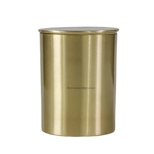 Tarro de vela dorado de latón personalizado 2022 con tapa Recipiente de metal de lujo para el hogar Contenedores vacíos para hacer velas Nuevos diseños - Product Image 1