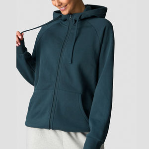 Sudadera con capucha extragrande de primera calidad para mujer, con cremallera, logotipo personalizado, forro polar, lavado ácido, 100% algodón, para gimnasio, deportes, ropa urbana, ajuste holgado - Product Image 1