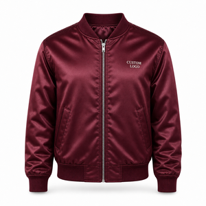<b>Mens</b> Satin <b>Jacket</b> Custom Embroidery Wholesale Fashion Bomber Outerwear Lightweight Streetwear Factory Supplier - Product Image 1
