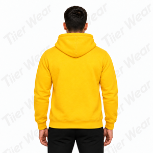 Tiierwear Men's <b>Yellow</b> Hooded Pullover <b>Hoodies</b> Regular Fit Cotton Fleece Casual Pullover with Front Pocket and Logo Print - Product Image 4