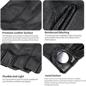 Leather driving <b>Gloves</b> Wrist Length Unlined Breathable <b>Fingerless</b> Design For Outdoor Activities Spring Summer Use - Product Image 6
