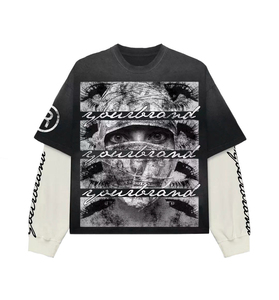Camiseta de Manga Larga para Hombre Truwrlt, Estilo Vintage, Color Urbano, Estampado en Caliente, Tejido de Punto, Informal, 100% Algodón, Impresión Digital Personalizada - Product Image 2