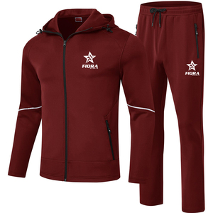 Low MOQ Men's <b>Hooded</b> Tracksuit 2 Piece Full <b>Zip</b> Solid Color Casual Sweatshirt And Pants Set Breathable Regular Fit Autumn Wear - Product Image 1