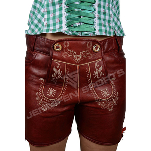 Lederhosen pour femmes, style vintage, en cuir de vache véritable marron, costume traditionnel bavarois pour l'Oktoberfest, short de style alpin allemand - Product Image 2