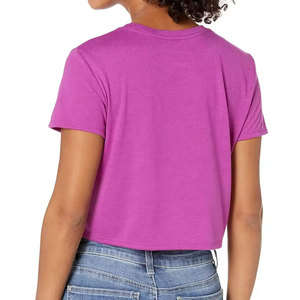 T-shirt d'été 2025 pour femme, décontracté, uni, 100% coton épais et respirant, coupe courte et classique, col rond, manches courtes, personnalisable - Product Image 3