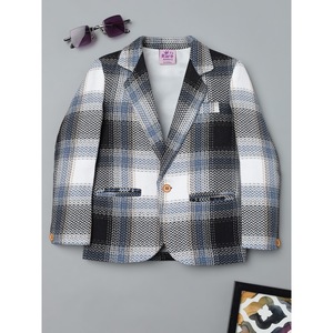 เสื้อเบลเซอร์ลายสก๊อตสีน้ำเงินและสีดำสำหรับเด็กผู้ชาย - Product Image 4