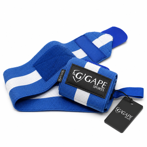 GAPE SPORTS Support de poignet rayé bleu et blanc réglable avec fermeture auto-agrippante pour musculation et entraînement de force unisexe – Prix de gros - Product Image 3