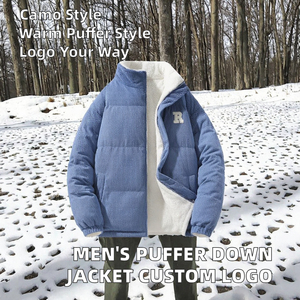 Puffer Winter Bomber Jacket Men's Custom Logo Stand Collar <b>Nylon</b> Zipper High Street 100% Polyester Cotton Filled High Quality - Product Image 2