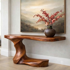 Handmade Natural Solid Wood <b>Table</b> Modern Home Living Room Entrance <b>Table</b> Curved Solid Wood Console <b>Table</b> Best Price - Product Image 4