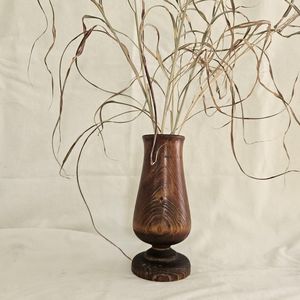 TIMELESS CRAFT Decorative Wooden Flower Pot for Indoor/Outdoor Plant Display Handcrafted Artistic Wood Finish Tabletop <b>Vase</b> - Product Image 1