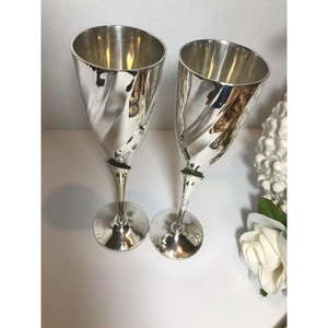 Flûtes à champagne en acier inoxydable à long pied, design classique, ensemble de 2 gobelets de mariage - Product Image 3