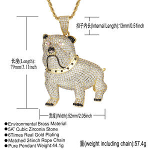 Pendentif Bouledogue Plaqué Or Rose Haute Demande avec Strass en Cristal, Breloque Unisexe Hiphop pour Usage Quotidien, En Vente - Product Image 5