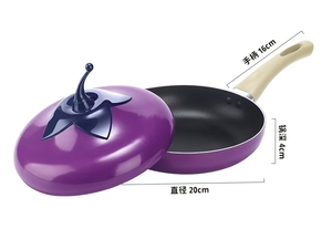 Ensemble de casseroles antiadhésives en forme d'aubergine pour le camping, comprenant une poêle et une casserole à induction en aluminium - Product Image 1