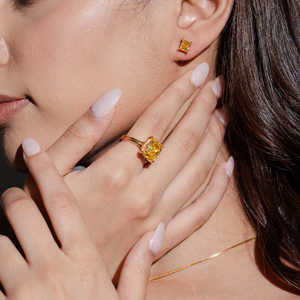 Bague de fiançailles en moissanite jaune taille coussin 4 carats pour femme, en or 10K 14K 18K, bijou de luxe VVS, excellente taille, fourniture de joaillerie - Product Image 5