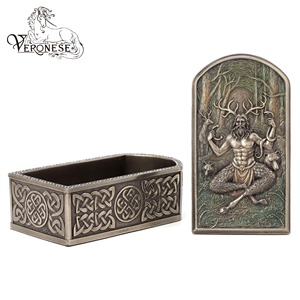 VERONESE DESIGN Lion Castle Crest Shaped Artistic Warriors Style Baratija Box Material de resina Acabado pintado a mano DECORACIÓN DEL HOGAR - Product Image 6