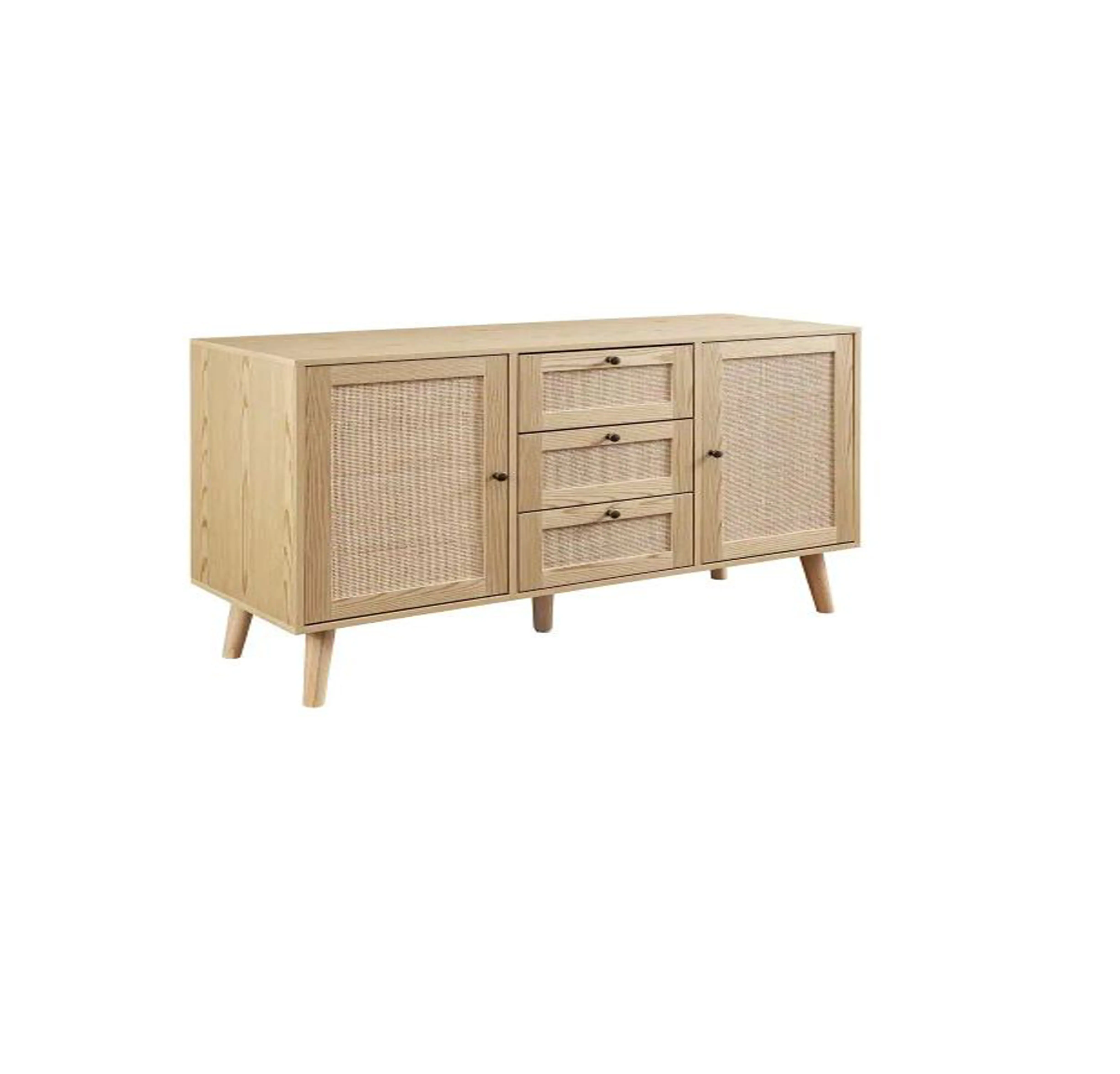 Pure Mango Houten Natuurlijke Hout En Dressoir Met 2-Deuren En 3-Laden