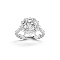 Anillo de Halo con Diamante Cultivado en Laboratorio de Corte Brillante para Mujer, Joyería de Oro de Lujo con Destellos Solares para Compromiso, Fiesta, Boda, Regalo