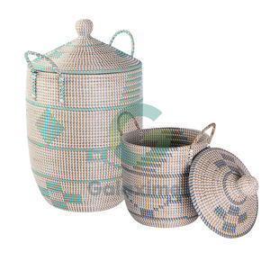 Juego de 3 cestas de lavandería plegables de diseño desmontable Seagrass Cesta de almacenamiento hecha a mano por Galaximex - Product Image 4