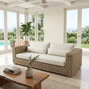 Saint Martinez <b>Sofas</b> Mahogany Wood Kuboo <b>Rattan</b> Grey Weaving Ksvw Fabric Couches Premium Resort Patio Furniture Seating Optionss - Product Image 2