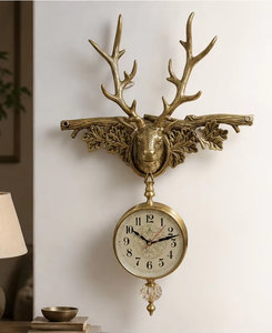 UNICORN HANDICRAFTS Horloge murale vintage en laiton avec tête de cerf, mouvement mécanique, durable, portable, rustique, décorative, à suspendre - Product Image 4