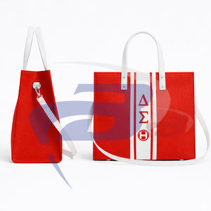 Sac fourre-tout en jute résistant à l'eau Delta Sigma Theta avec fermeture éclair, élégant sac à main à lettres grecques pour les membres de la sororité DST - Product Image 2