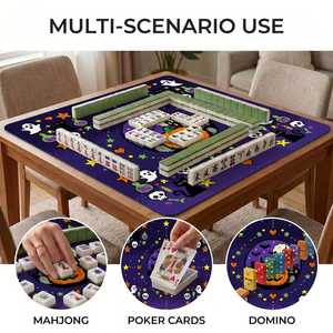 Tapis de Mahjong Pixel Art Halloween, Housse de Table de Poker Rétro Gamer Citrouille Antidérapante - Product Image 3